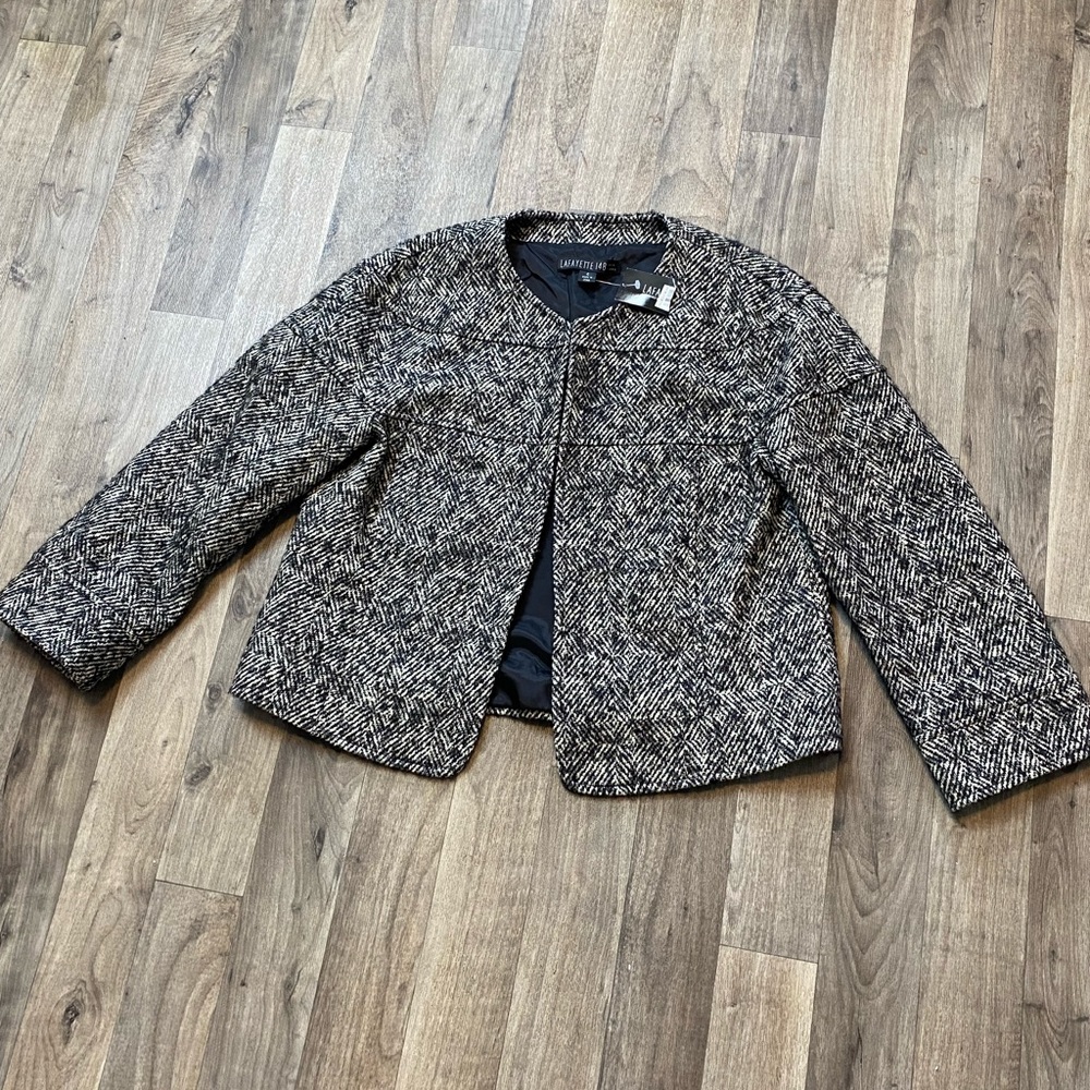 NWT Lafayette 148 New York Cropped Tweed Blazer Size 4 Academia Preppy